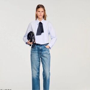 Sandro Cropped Shirt with Removable Tie